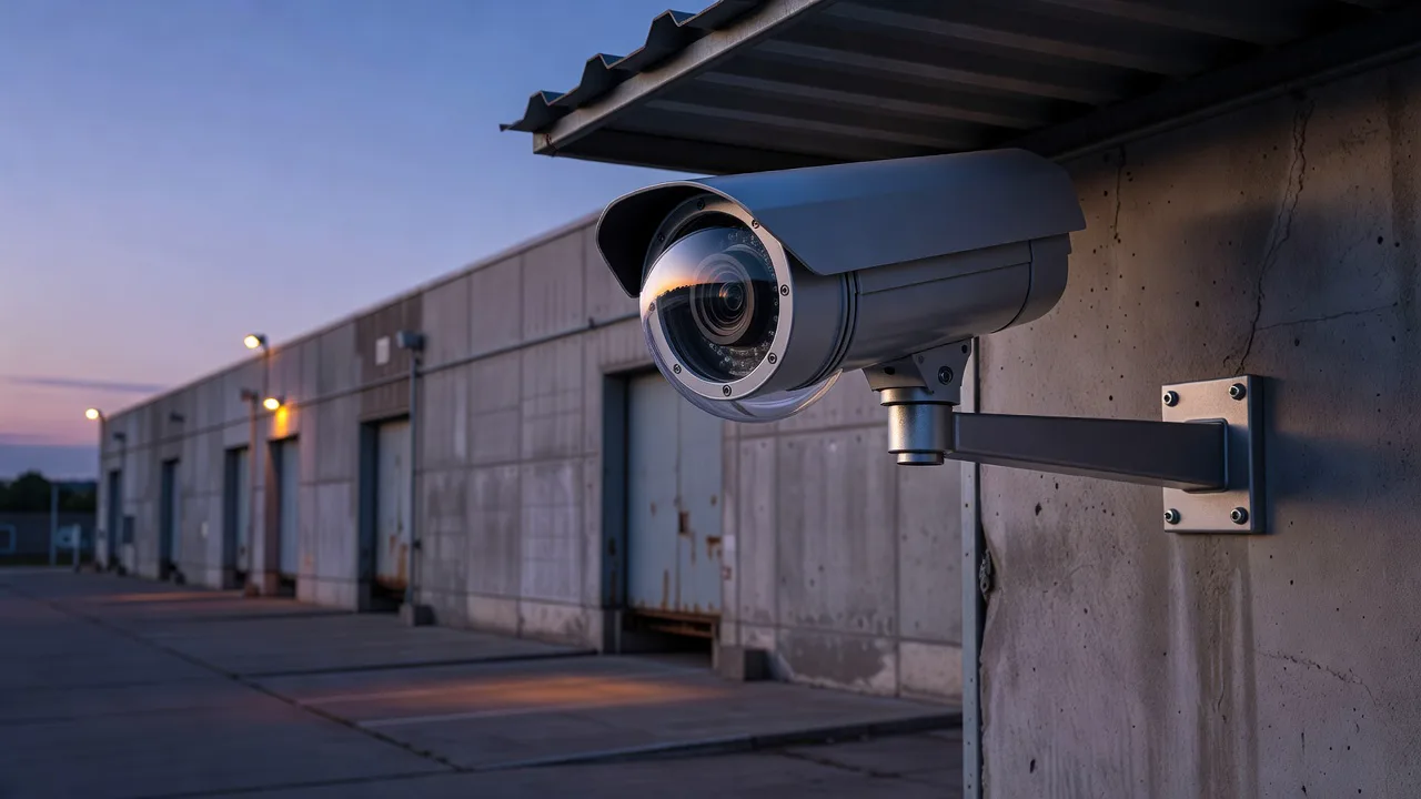 IP camera mounted on the building exterior